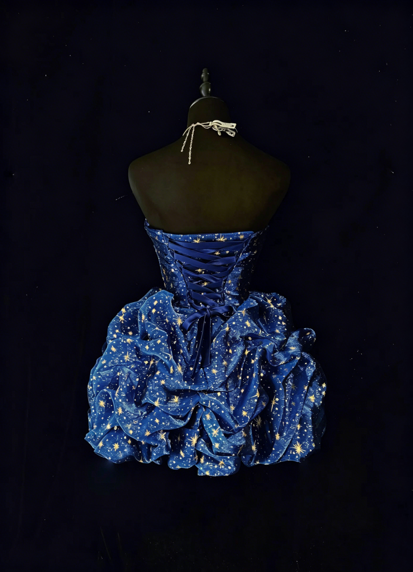 Glam Ball Gown Sweetheart Navy Blue With Gold Strars Party Dress Cocktail Gown Homecoming Dresses N3813