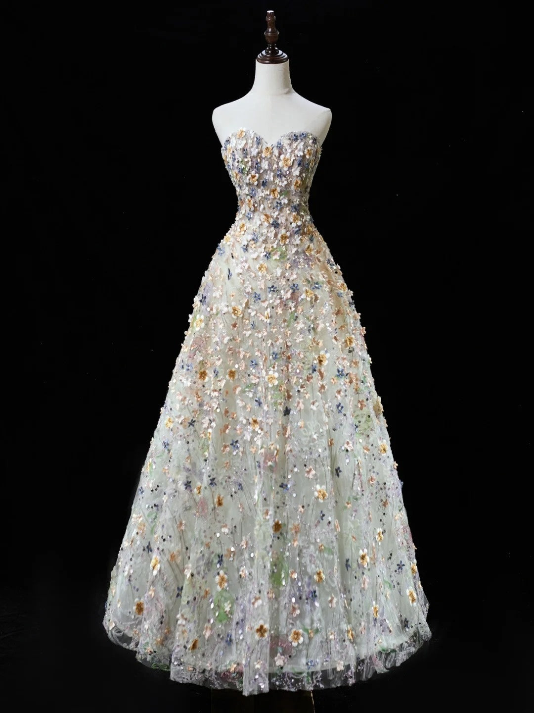 Magnifique robe de bal bustier cœur en tulle fleuri, longue robe de soirée, inspiration tenue de soirée N228