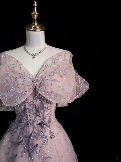 Robe de bal longue à sequins roses, coupe trapèze, décolleté cœur, idéale pour les jeunes filles de 16 ans (N1175)