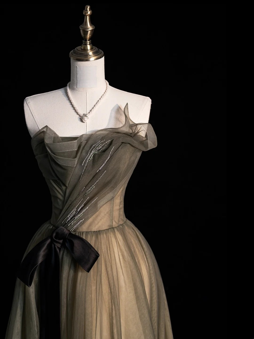 Robe de bal chic sans bretelles en tulle, robe de soirée longue pour lycéennes, N1263
