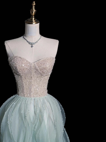 Sparkly A line Sweetheart Mint Green Sequins Long Prom Dress Fashion Aesthetic High School Formal Dresses Party Outfits Prom Gown AB2230