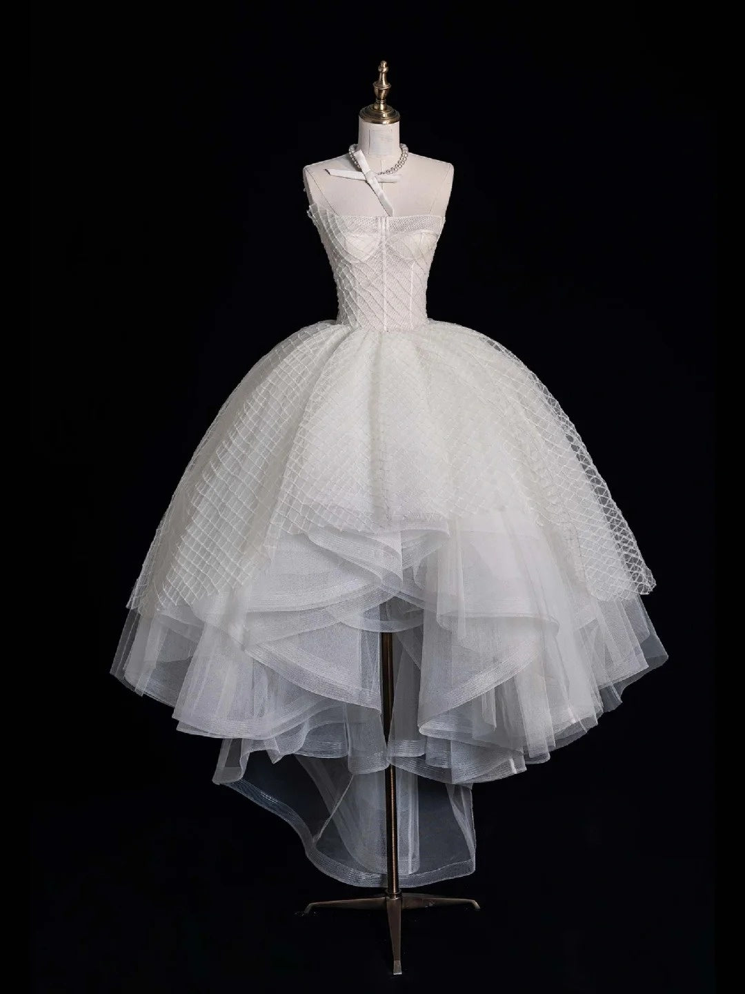 Robes de bal élégantes, bustier asymétrique, en tulle blanc, robe de fin d'études, tenue pour un 20e anniversaire N507