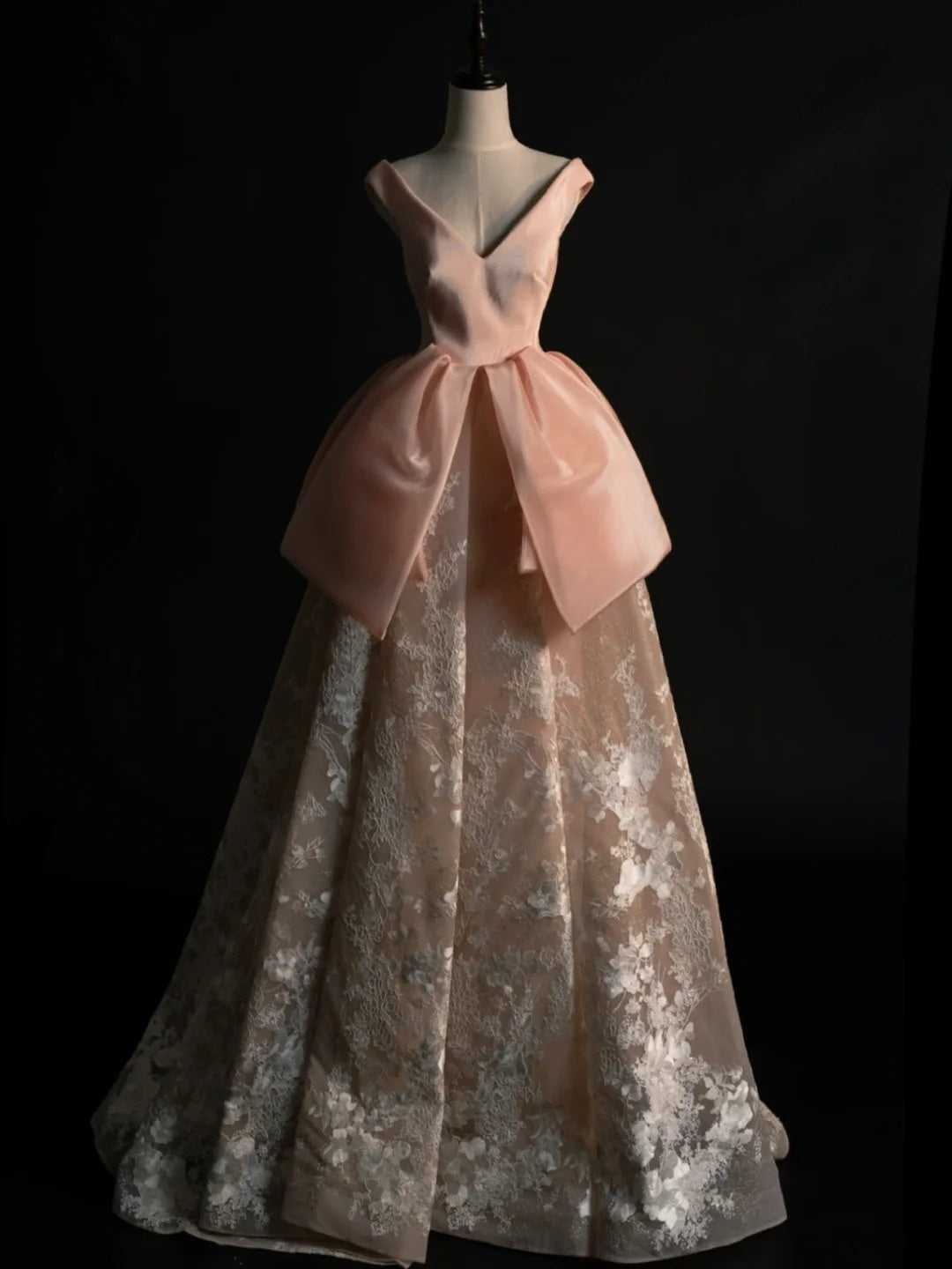 Robe de bal princesse en satin rose poudré, col en V, tenue de soirée pour l'université, robe de fin d'année pour adolescentes N1345