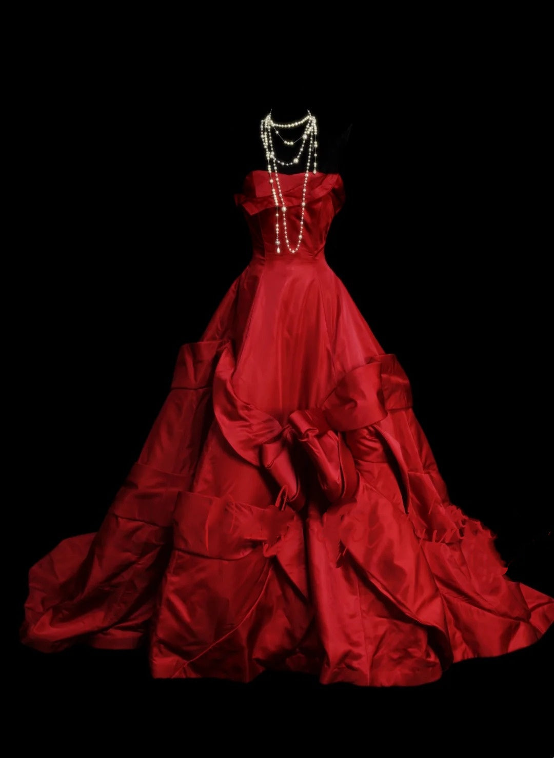 Robe de bal rétro rouge bustier années 60, robe de soirée longue et élégante N831