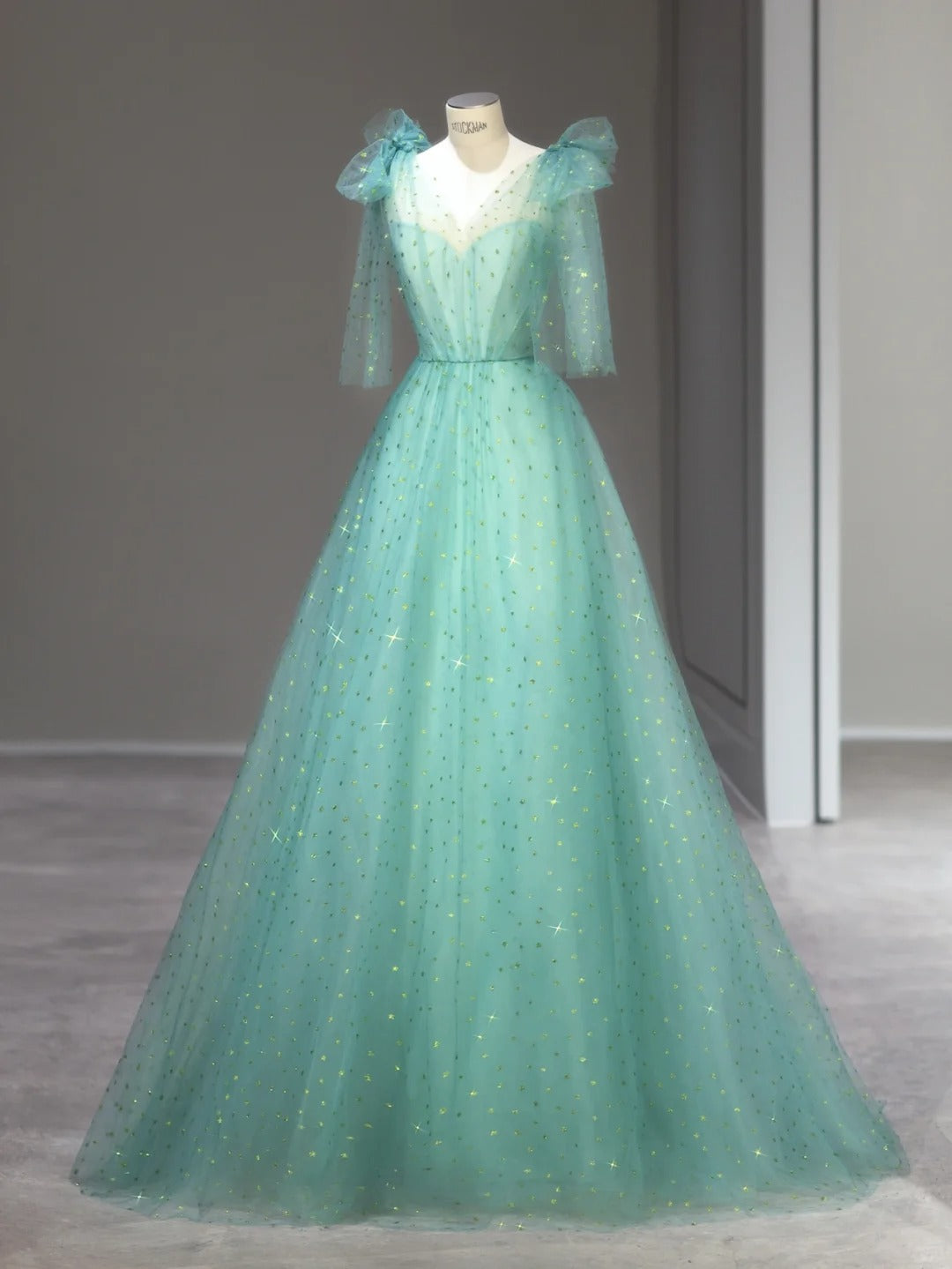 Magnifique robe de bal, bretelles en tulle vert, sans manches, longues robes de bal Inspo, tenues de soirée RB3990