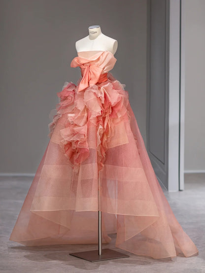 Magnifique robe de bal bustier en tulle rose sans manches longues robes de soirée Inspo tenues formelles RB3989