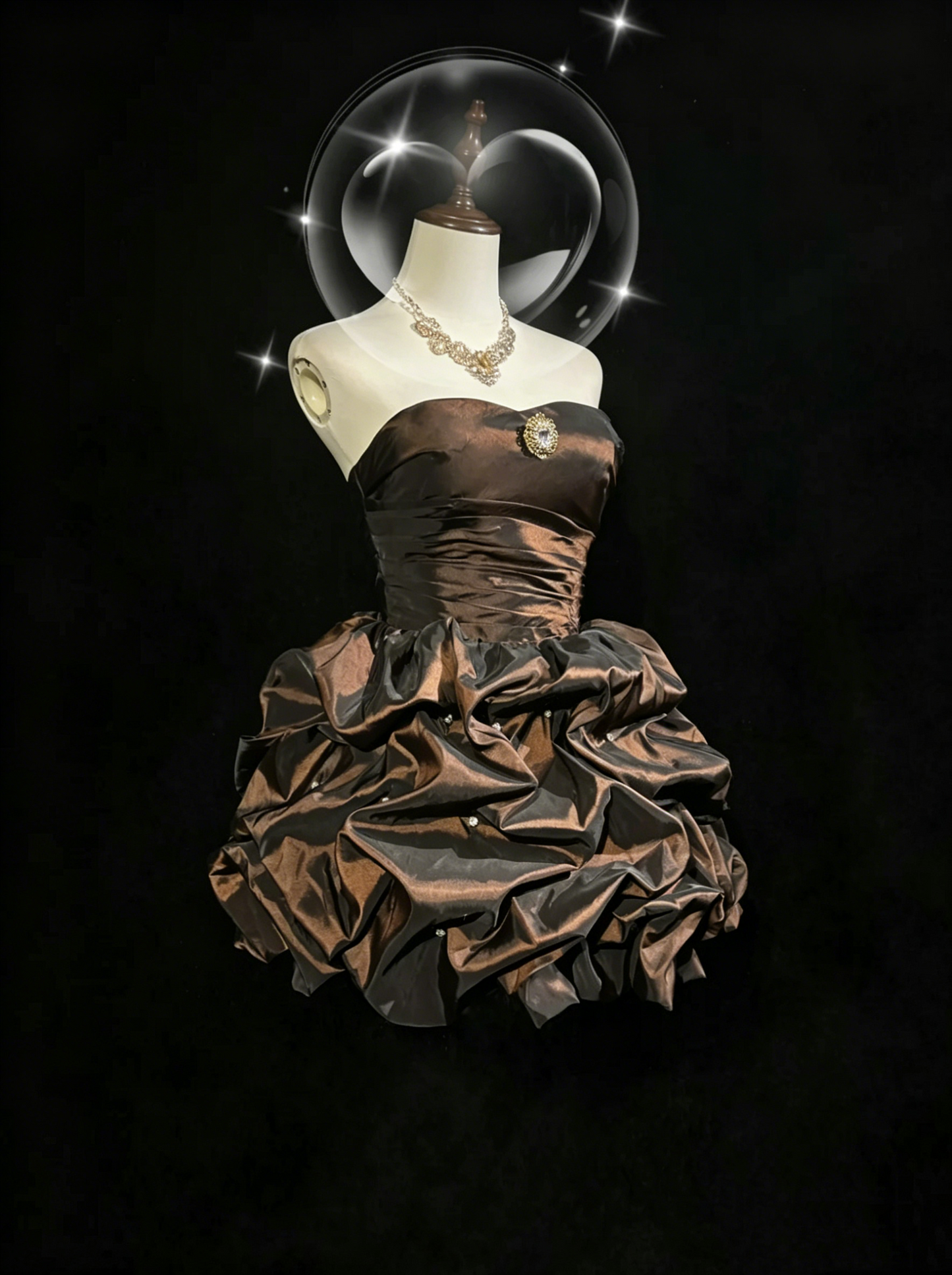 Robe de soirée glamour, bustier, chocolat, pour fête, 16ème anniversaire, robes de bal de promo N3809