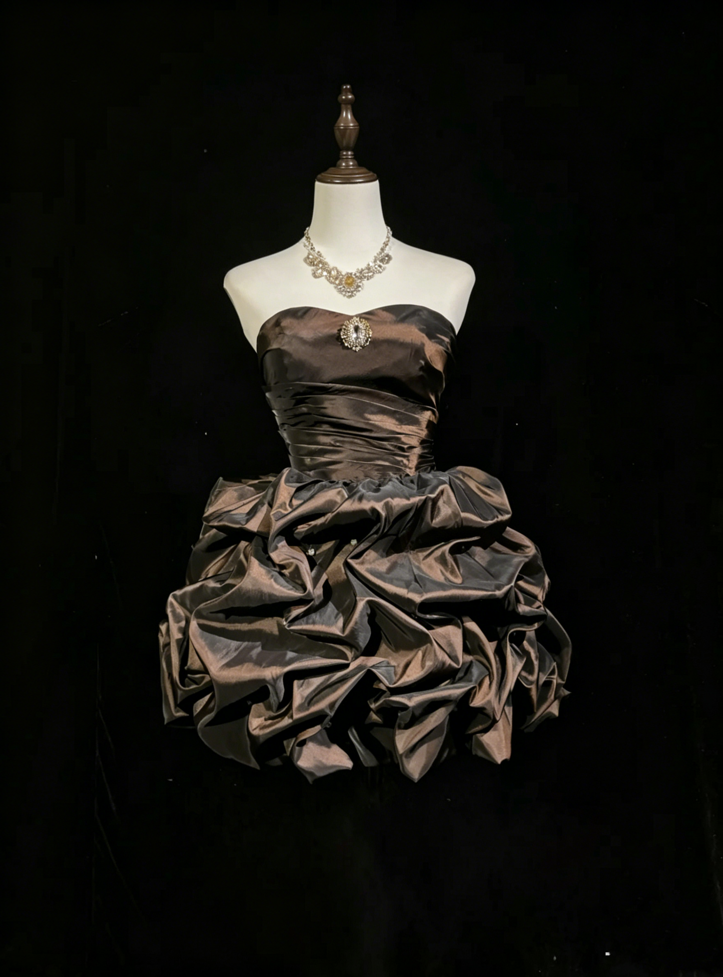 Robe de soirée glamour, bustier, chocolat, pour fête, 16ème anniversaire, robes de bal de promo N3809