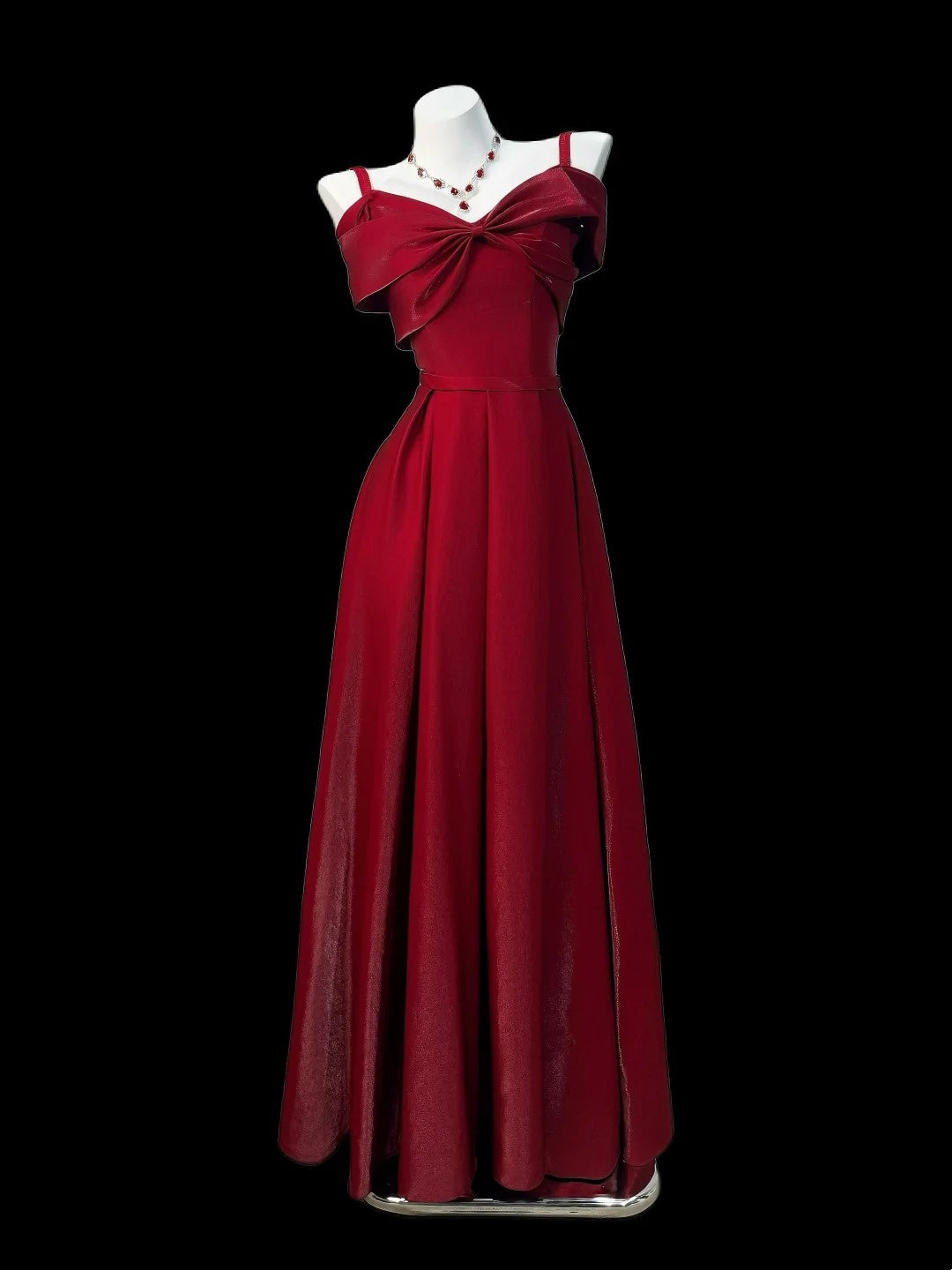 Prinzessin Abschlussballkleider Abendkleider A-Linie Spaghettiträger Burgund Lange Partykleider N4554