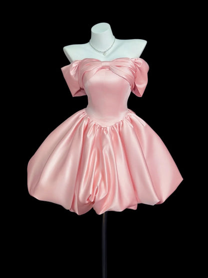 Cute Ball Gown Off The Shoulder Inspo Ideas Senior Short Mini Pink Hoco Gown Homecoming Dresses N4542