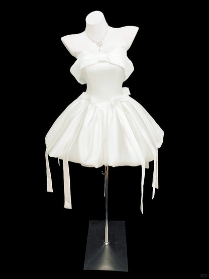 Süße Ballkleid-Inspo mit Carmen-Ausschnitt für Oberstufen-Abschlussball, kurzes Mini-weißes Hoco-Kleid, Heimkehrkleider N4546
