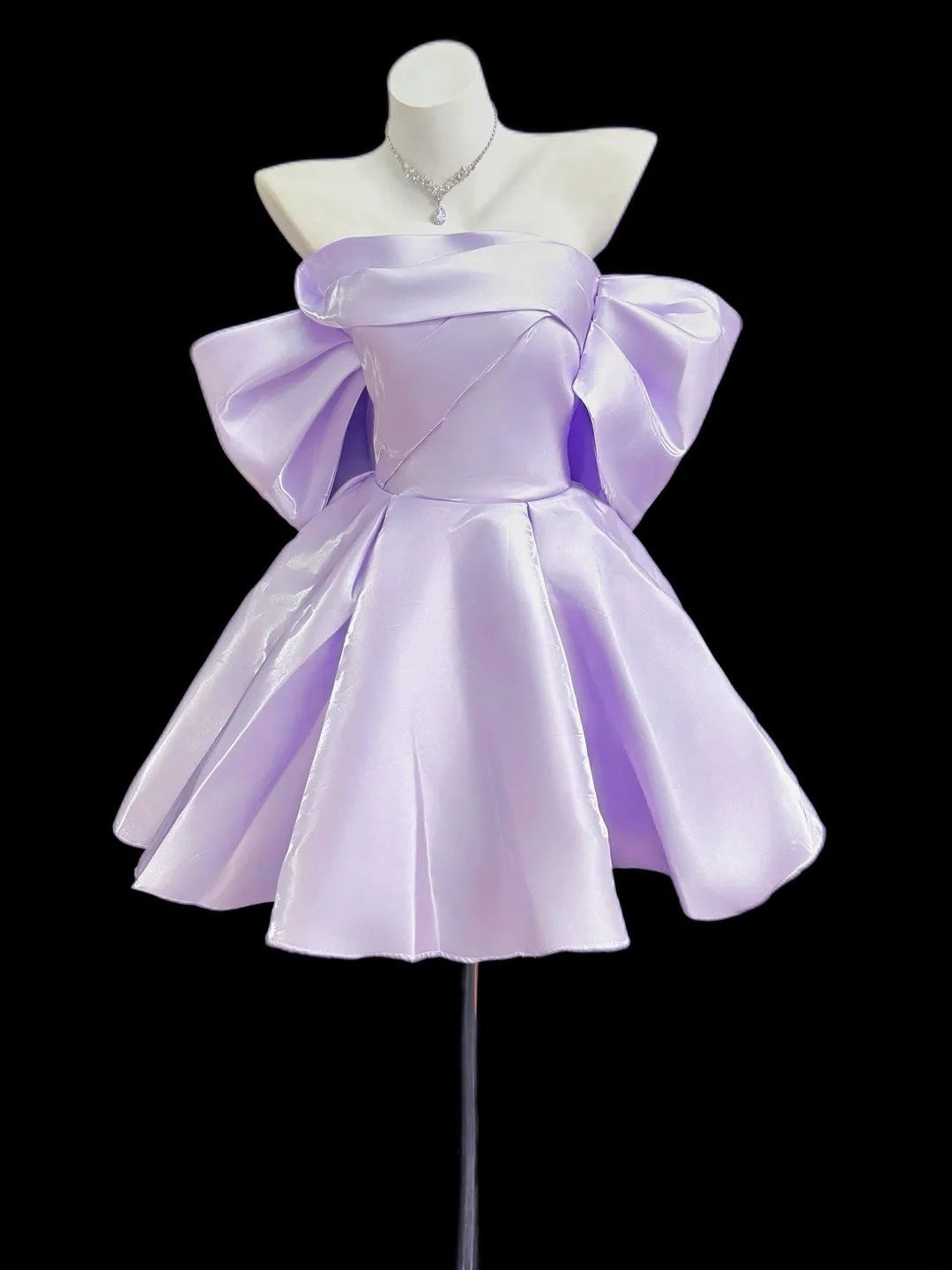 Robe de bal sexy, bustier, lilas, courte, mini, pour cocktail ou soirée de rentrée, N4490