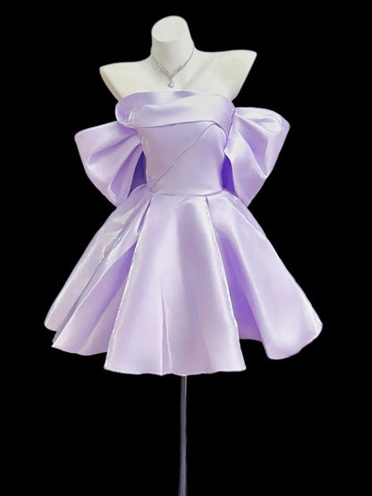 Robe de bal sexy, bustier, lilas, courte, mini, pour cocktail ou soirée de rentrée, N4490