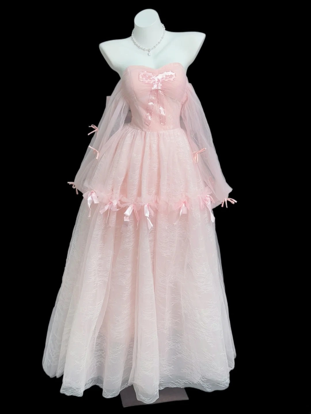 Sweet Prom Dress Ball Gown Sweetheart Pink With Sleeves Long Quinceanera Dresses Sweet 16 Dress Formal Outfits RB5447