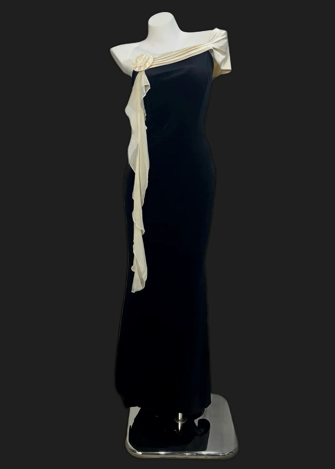Classic Mermaid One Shoulder Black With Ruffled Floor Length Prom Dresses Inspo Formal Outfits RB4461