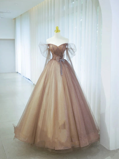 Élégante Robe de Bal Épaules Dénudées en Tulle Longue Robe de Soirée Robe de Bal 18e Anniversaire N2852