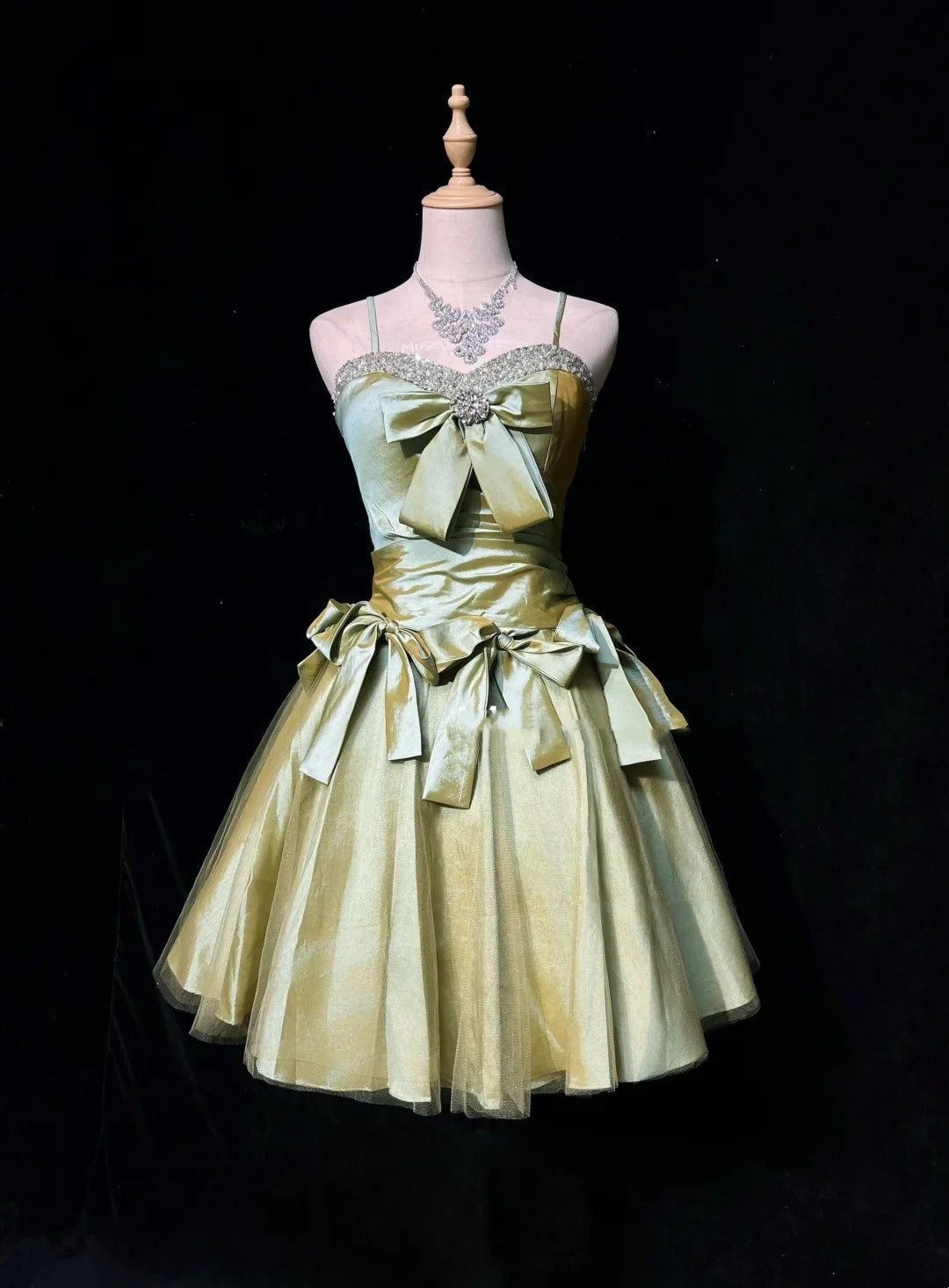 Vintage Ball Gown Spaghetti Straps Olive Green 12th Grad Short Mini length Aesthetic Look Homecoming Dresses RB4338