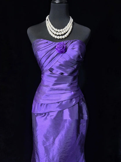 Robes de bal intemporelles sirène col cœur couleur raisin avec fleurs longues tenues de soirée N3295