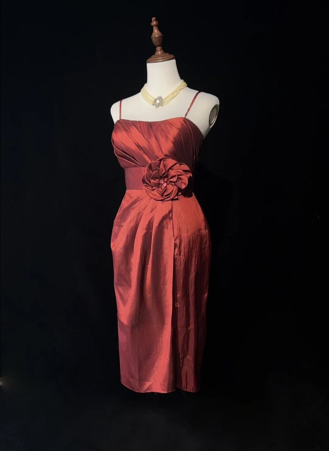 Cute Sheath Spaghetti Strap Rust Red Knee Length 18th Birthday Gown Homecoming Dresses N3682