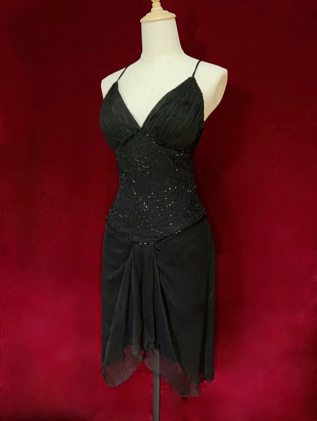 Süßes schwarzes Chiffon-Partykleid mit A-Linie, Spaghettiträgern, kurz, Mini-Cocktailkleid, Abschlusskleid N3846