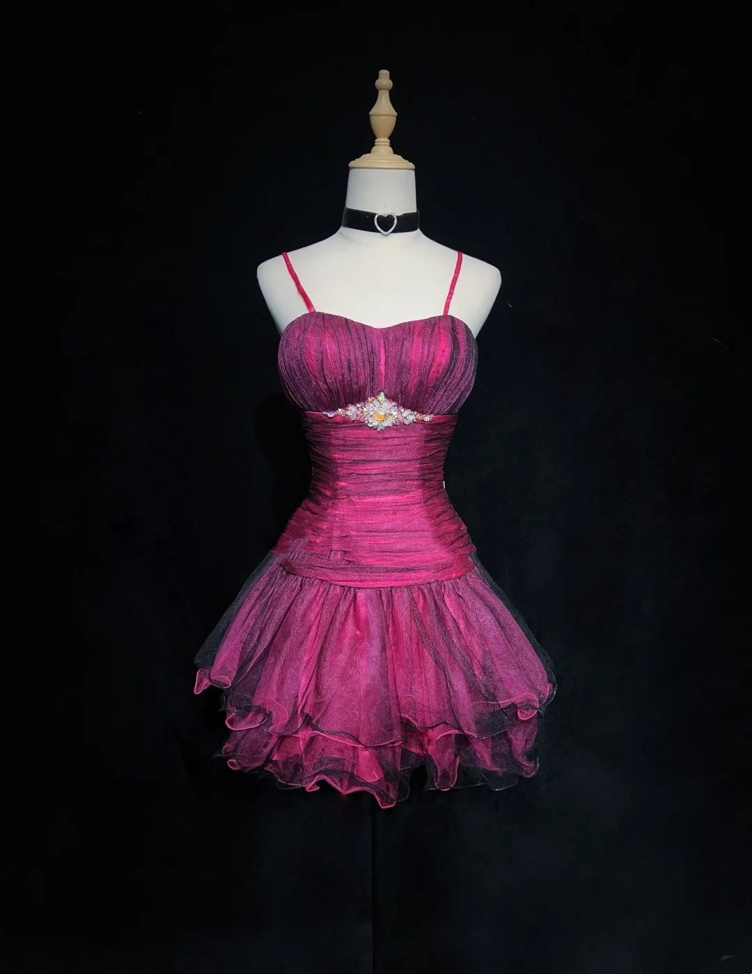 Unique Ball Gown Spaghetti Strap Hot Pink Mini Short Y2K Ideas Senior Homecoming Dresses Hoco Gowns N3092