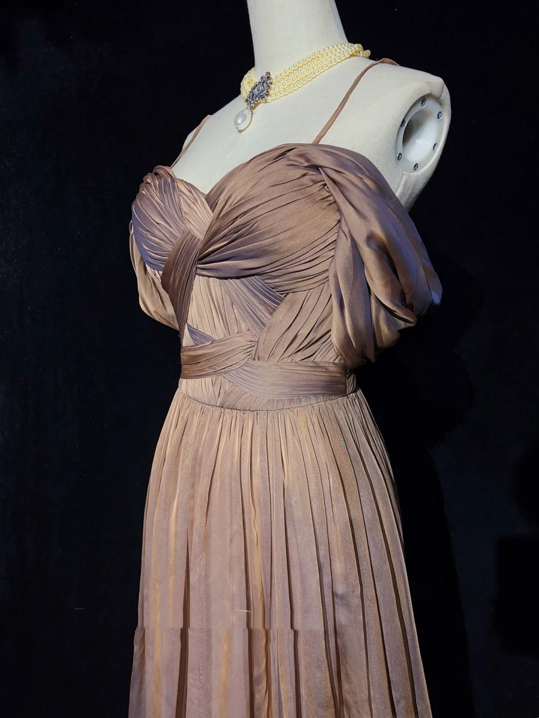 Vintage Prom Dresses 80s A Line Spaghetti Strap With Ruffled Long Evening Outfits N3454