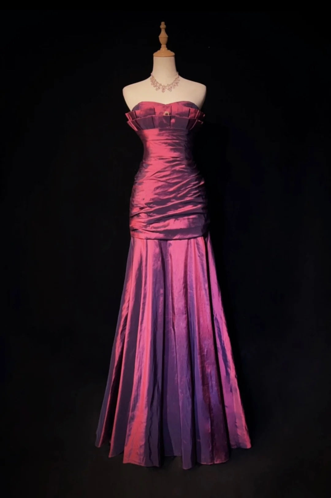 Robes de bal vintage sirène bustier en satin violet années 90 avec volants longue robe de soirée N2513