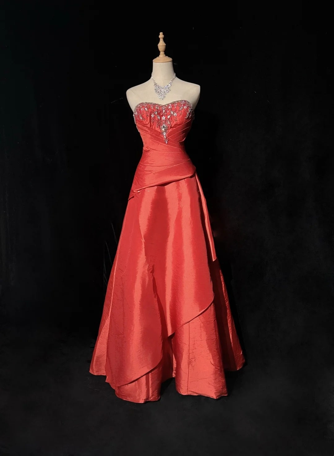Glamour Ballkleid Abendkleid Sweetheart Rostrot mit Perlen Abendgarderobe N3818