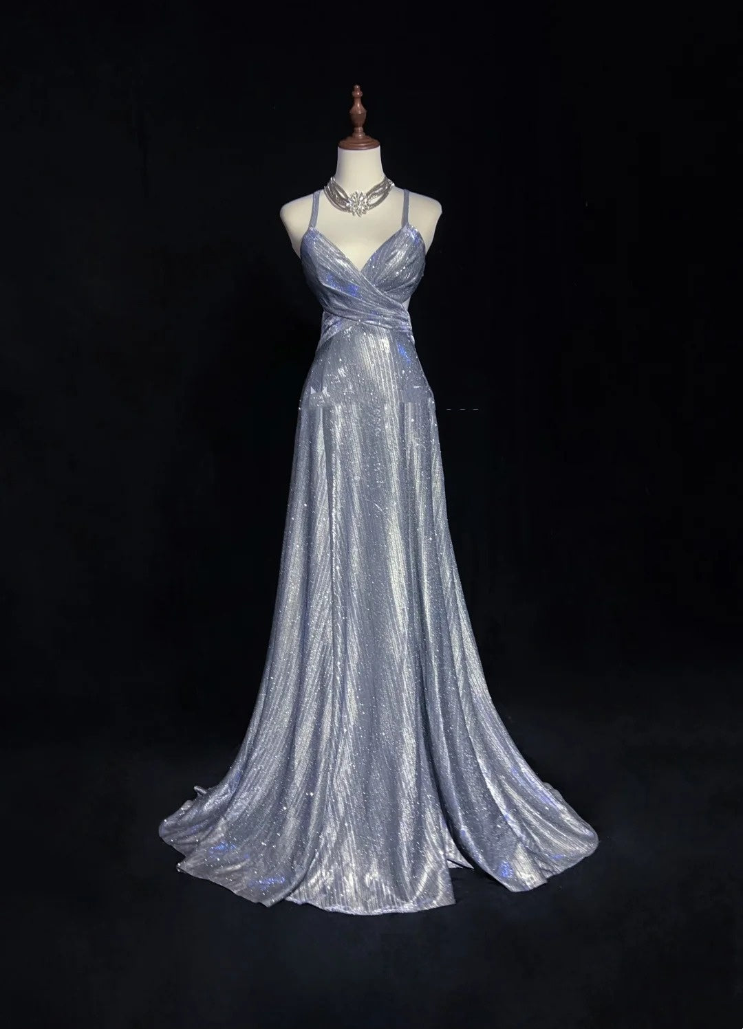 Robes de Bal Vintage Années 60, Ligne A, Bretelles Fines, Lilas, Dos Nu, Pailletées, Avec Longue Robe de Bal Volants N3113