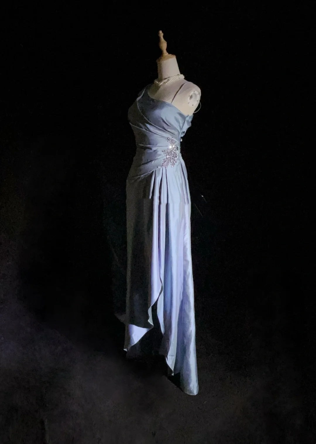 Robes de bal élégantes coupe trapèze, une épaule, en satin lavande avec volants, longue robe de soirée N2911