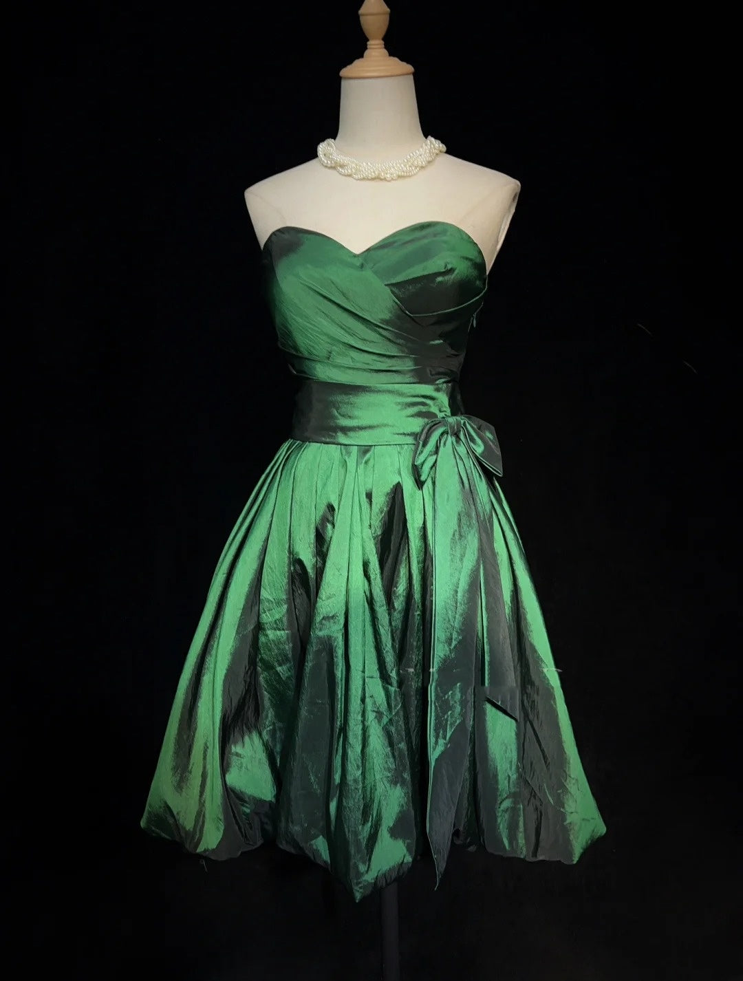 Belles robes de bal bustier vert émeraude, idées pour femmes, courtes robes d'anniversaire, mini tenues de rentrée N3321