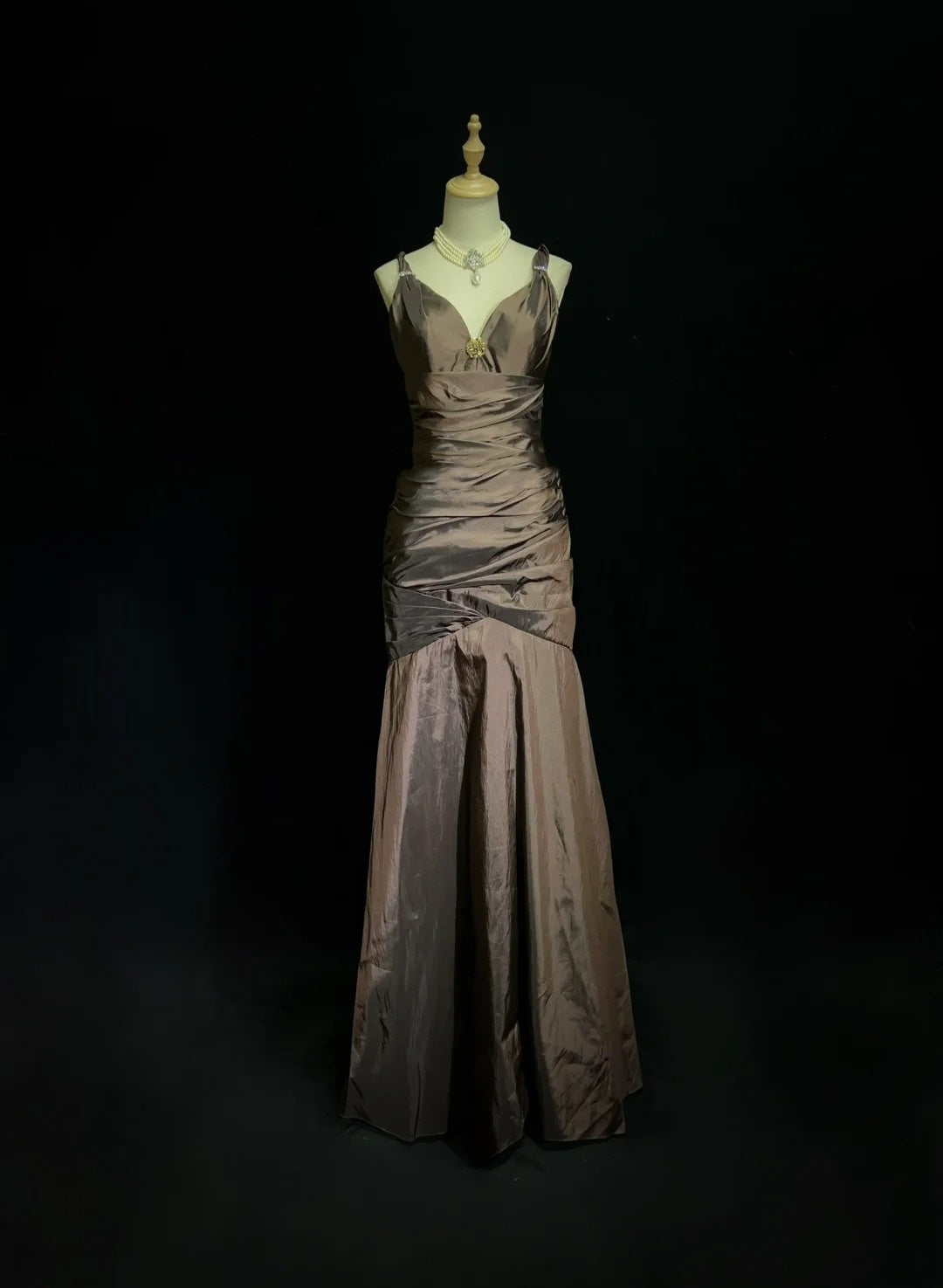 Élégantes robes de bal sirène bustier en taffetas avec volants longue robe de soirée N2901