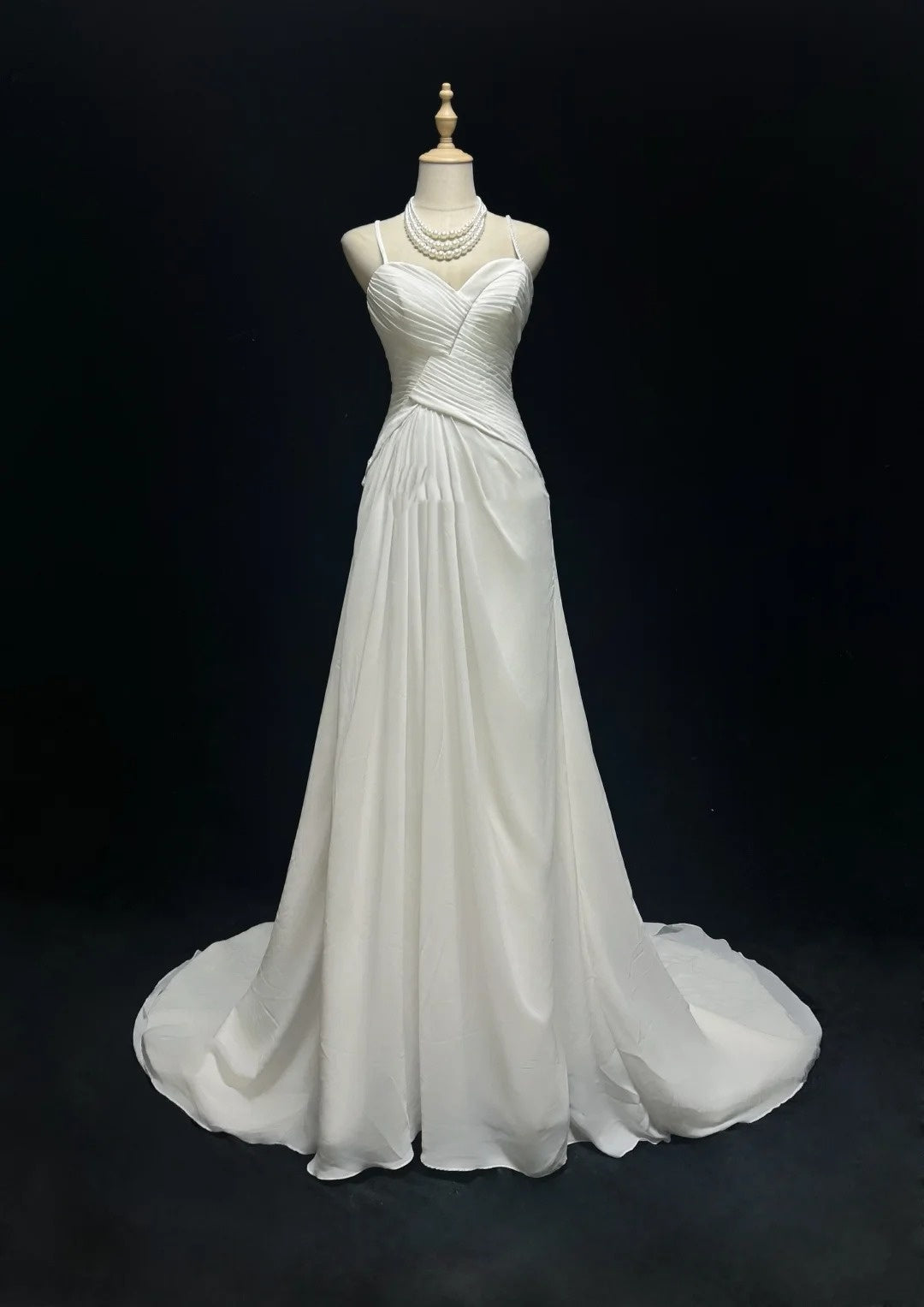 Wedding Dress Timeless A Line Spaghetti Straps White With Ruffled Floor Length Bridal Gown RC1150