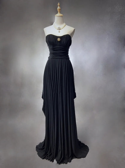 Vintage Prom Dresses Inspo A line Sweetheart 90s Chiffon Black Tie Dress Chiffon For Women Formal Dress N3303