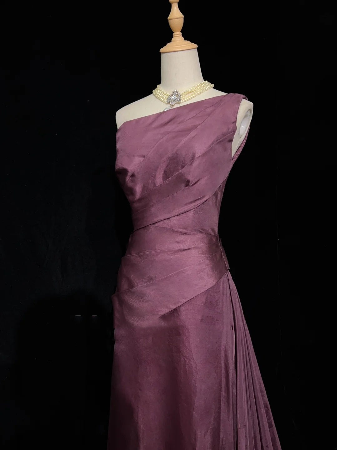 Schöne Abschlussballkleider Meerjungfrau One Shoulder Lila Lange Formelle Abendgarderobe N3664
