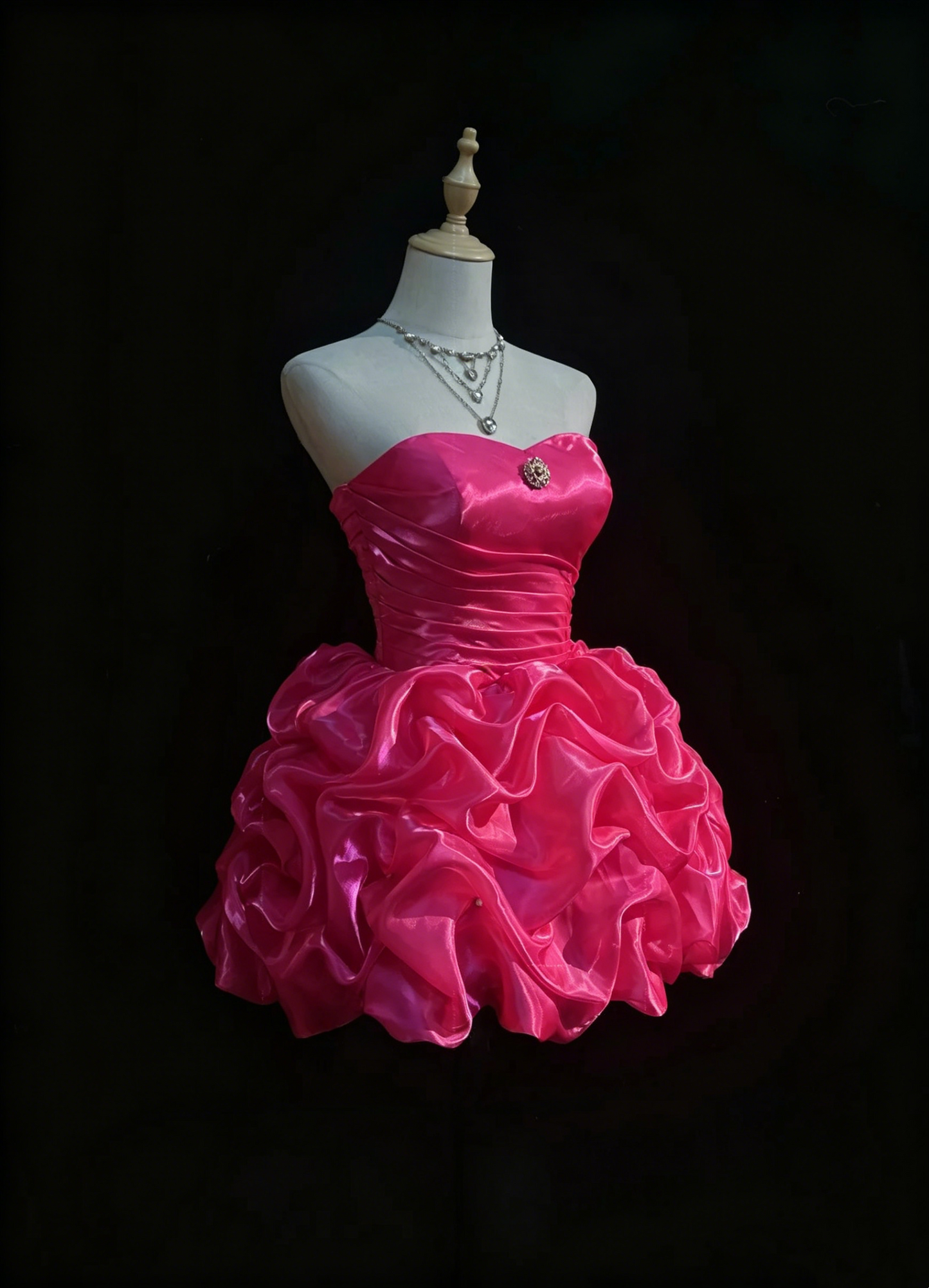 Nice Ball Gown Sweetheart Hot Pink Short Mini With Gem Party Dress Cocktail Gown Homecoming Dresses N3815