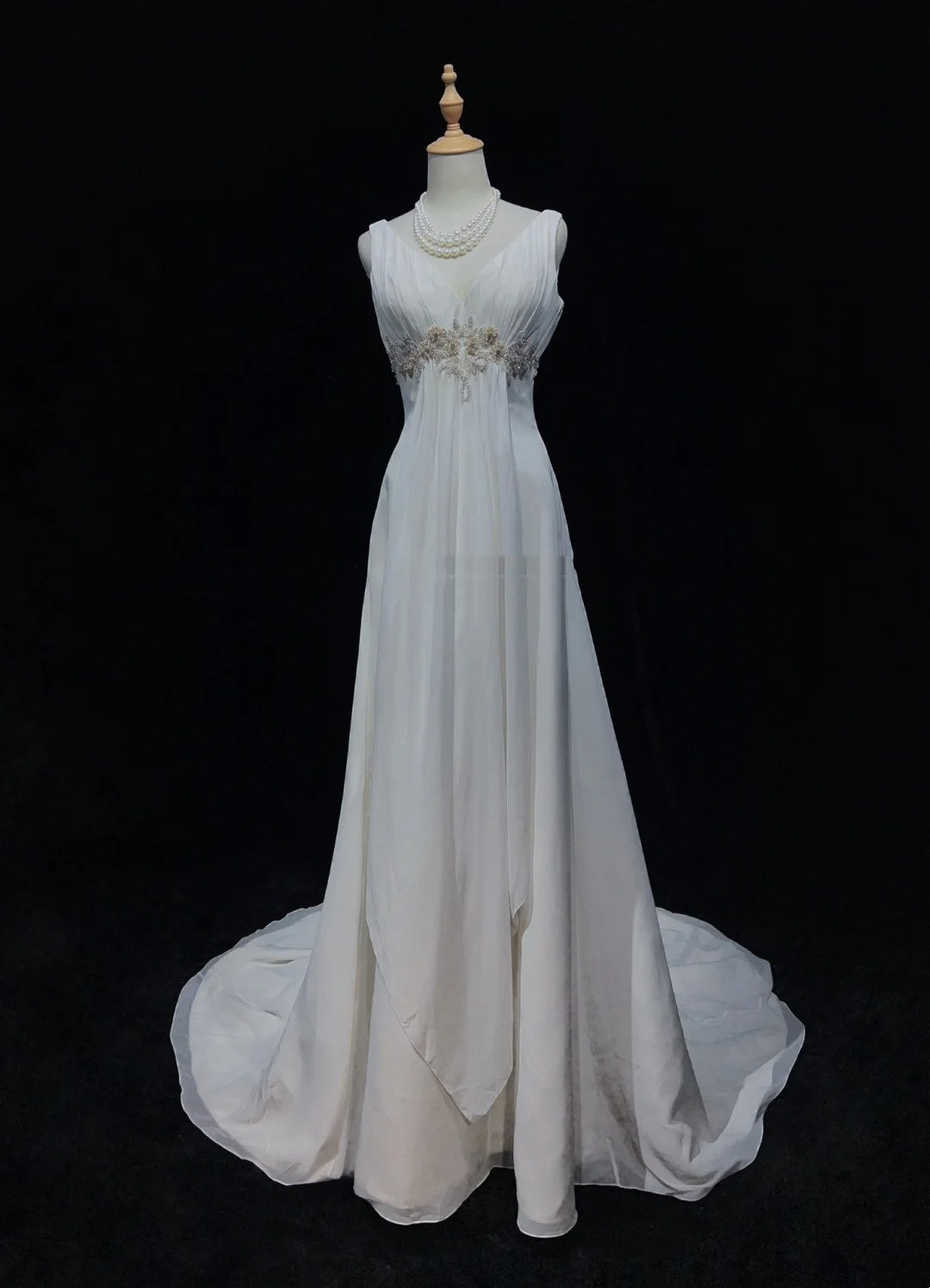 Unique Wedding Dresses A line V Neck White Chiffon Beach Summer Boho Long Bridal Gown N3298
