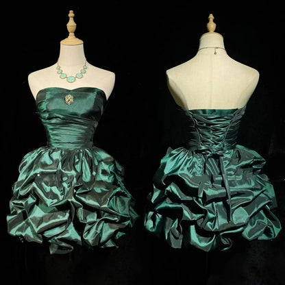 Robe de Bal Princesse Col Cœur Taffetas Vert Émeraude Foncée Robe de Soirée 18ème Anniversaire Robes de Bal de Rentrée N3805