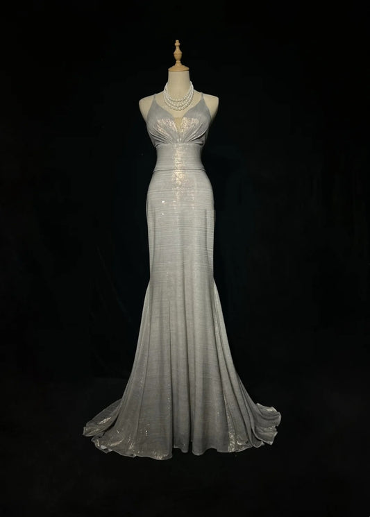 Gray Prom Dress Inspo Mermaid Spaghetti Straps 18th Birthday Outfits Formal Party Gown RC0109