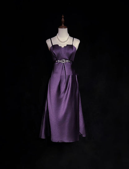 Robes de bal simples, ligne A, bretelles spaghetti, longueur thé, robe de soirée formelle N2530