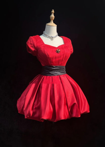 Robes de bal mignonnes en tulle rouge en cœur pour femmes, robes courtes d'anniversaire, tenues de retour à la maison N3307