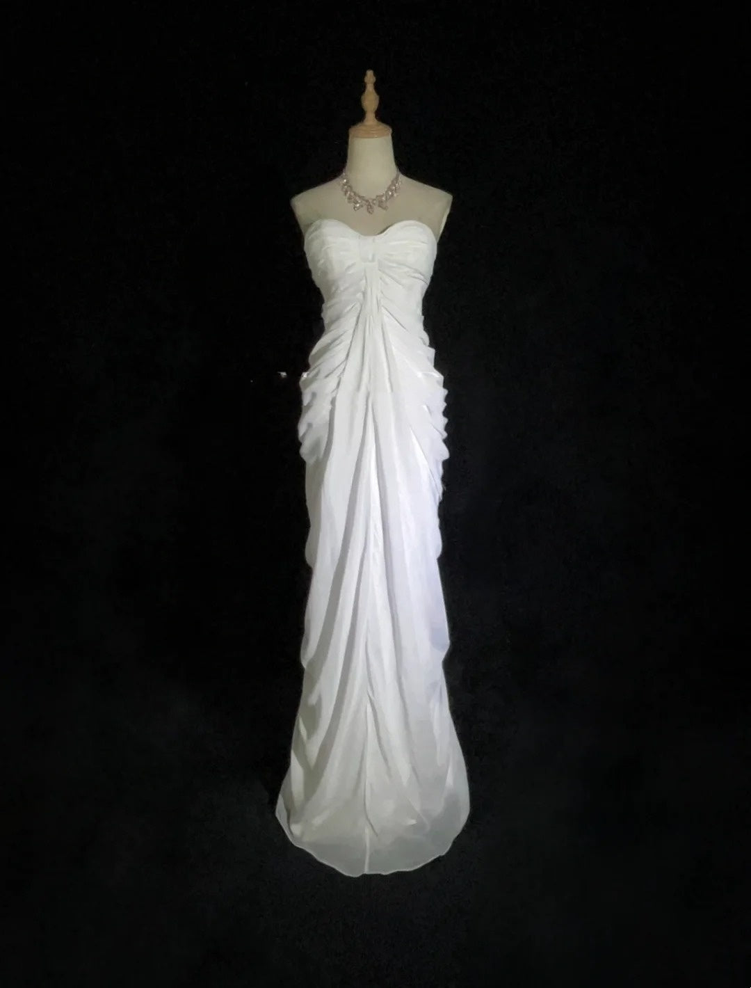 Robes de bal élégantes sirène bustier en mousseline blanche avec volants longue robe de soirée N2895