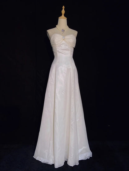 Belles Robes de Bal Coupe Empire Bustier Cœur en Mousseline Blanche avec Volants Longues Tenues de Soirée N3335
