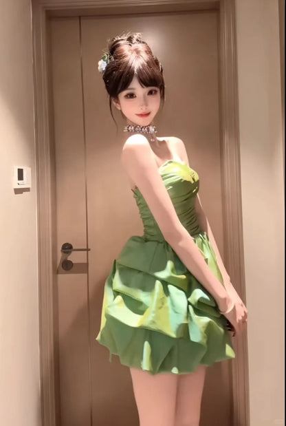 Hübsches Ballkleid Sweetheart Grün Organza Kurze Mini-Heimkehrkleider Hoco Kleider N2660