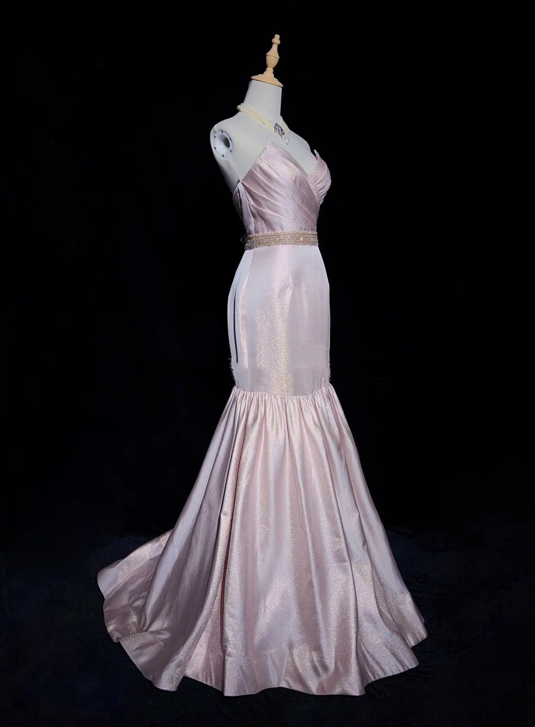 Wunderschöne Abiballkleider Meerjungfrau Sweetheart Rosa mit Rüschen Langen Abendkleidern N3346