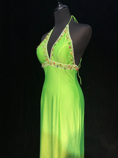 Modest Prom Dresses Mermaid Halter Green Satin Floor Length Formal Evening Outfits N3482