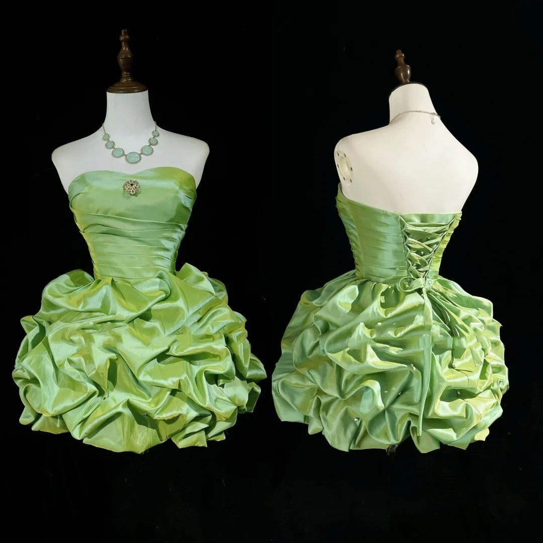 Hübsches Ballkleid Sweetheart Grün Organza Kurze Mini-Heimkehrkleider Hoco Kleider N2660