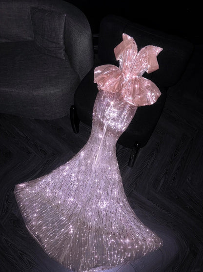 Prinzessin Meerjungfrau trägerloses pinkfarbenes Pailletten-Abendkleid, langes formelles Abendkleid, formelles Kleid zum 18. Geburtstag, Ballkleid N737