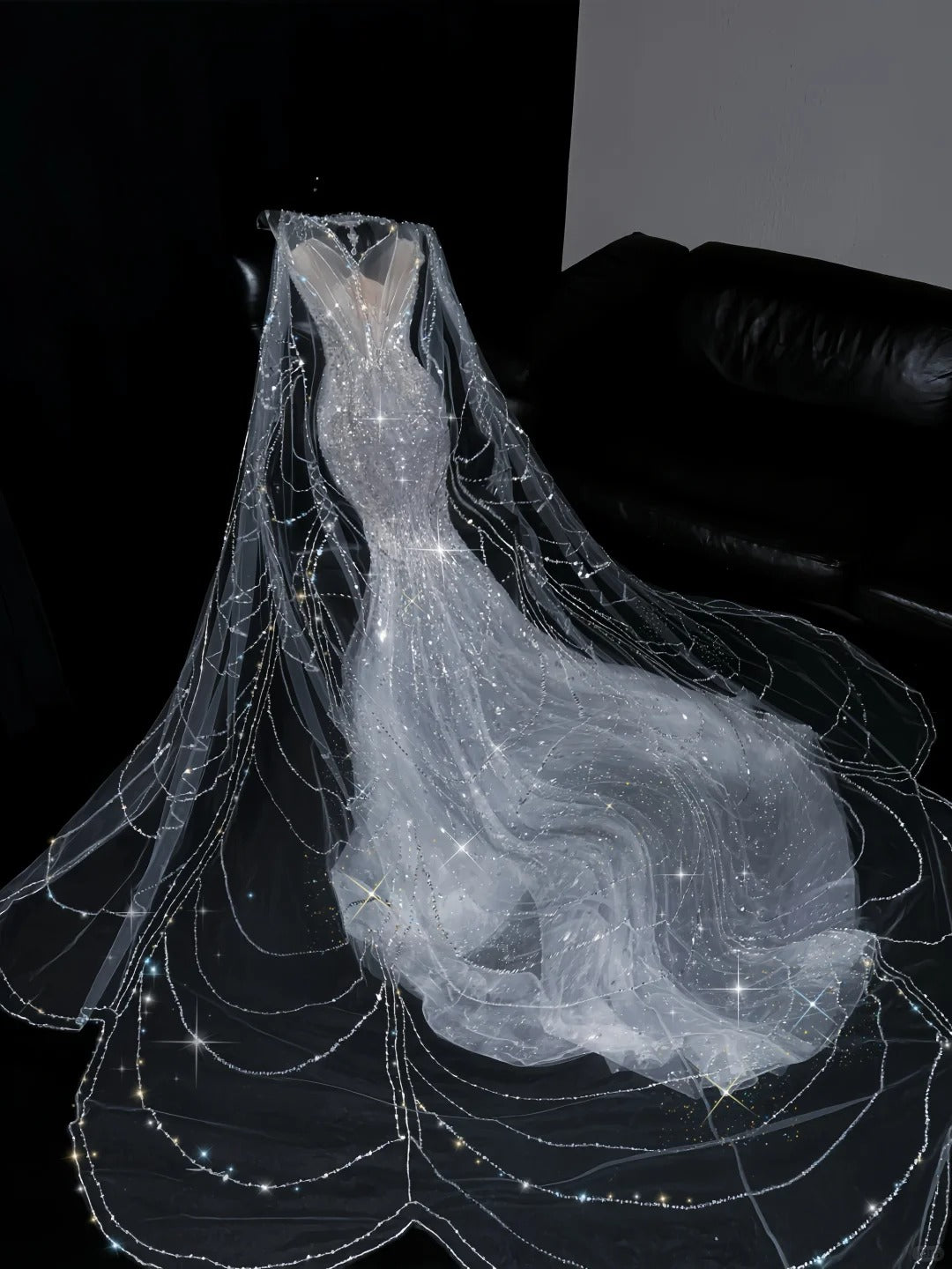 Pretty Mermaid Jewel Neck Sequin Silver With Beading Brides Gown Bridal Dress Style Long Wedding Dresses RB6566