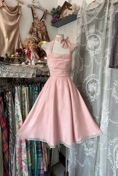 Vintage A line Halter Pink Short Graduation Birthday Outfits Homecoming Dresses N3725